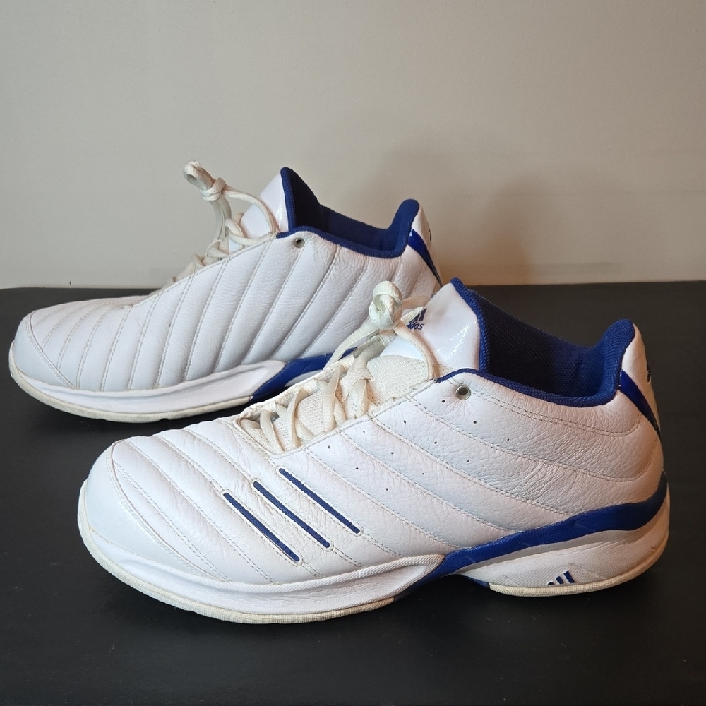 Adidas Men's White and Blue Sneakers - Picture 4 of 10